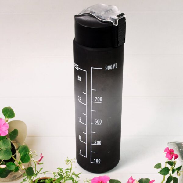 Plastic Black Motivational Water Bottle with Straw (900 ML) - Image 7