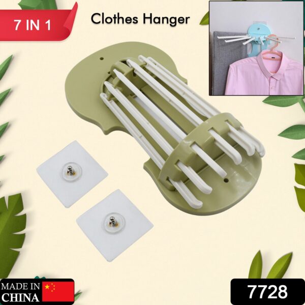 Plastic 7-in-1 Multifunction Retractable Wall-Mounted Pull-Out Hanger Rack Without Punching Hooks Up for Kitchen Bathroom - Image 2