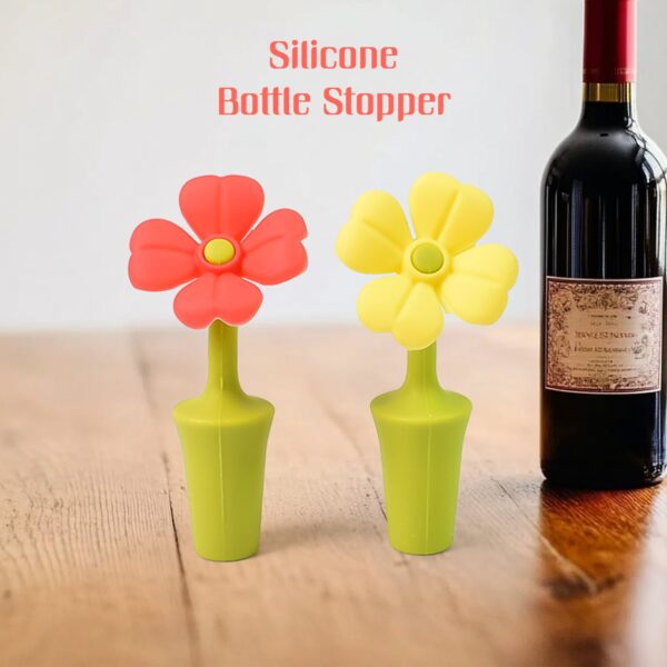 Silicone Bottle Sealer Cap Flowers Shaped Stoppers Bottle (2 Pc Set)