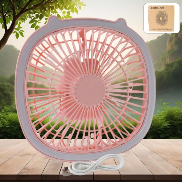 USB PORTABLE MINI DESK FAN WITH LIGHT & COLOR BOX (1 PC / Mix Color) - Image 4