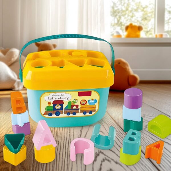 Baby First Block Set for Kids Non-Toxic Abcd Geometric Shape Sorting & Stacking Toy (1 Set) - Image 2