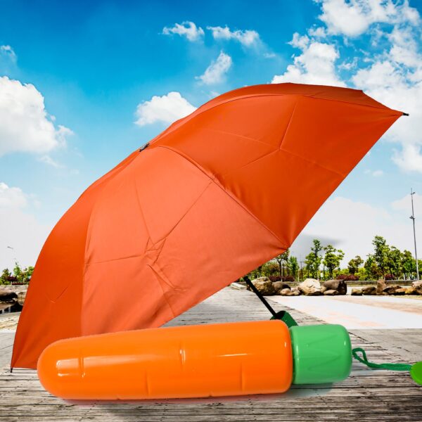 Vegetable shaped Folding Umbrella, Plastic Case Creative Fashion Folding Mini Sun Shade Rain Umbrella, Unique Umbrella, Sun & UV Protection, Cute Design (1 Pc) - Image 6
