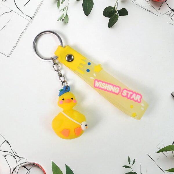 Cute Cartoon Silicone 3D Key Chain with Metal Hook & Strap (Pack of 1) - Image 2