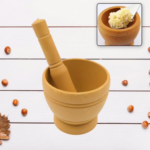 Mortar and Pestle Set for Spices, Okhli Masher, Khalbatta, Kharal, Mixer, Natural & Traditional Grinder and Musal, Well Design for Kitchen, Home, Herb - Image 3