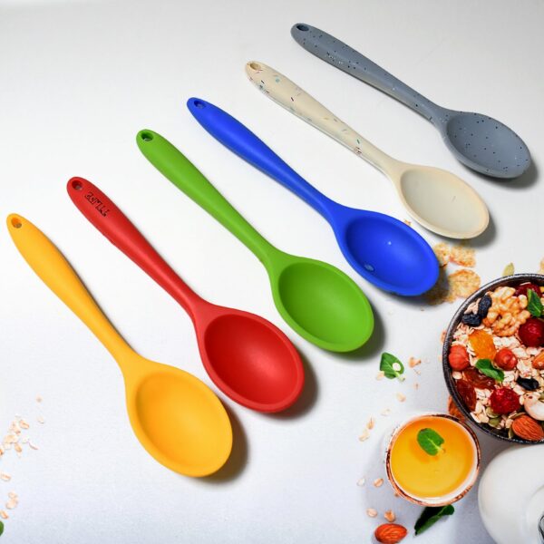 Multipurpose Silicone Spoon, Silicone Basting Spoon Non-Stick Kitchen Utensils Household Heat-Resistant Non Stick Spoons Kitchen Cookware Items For Cooking and Baking (6 Pcs Set) - Image 4