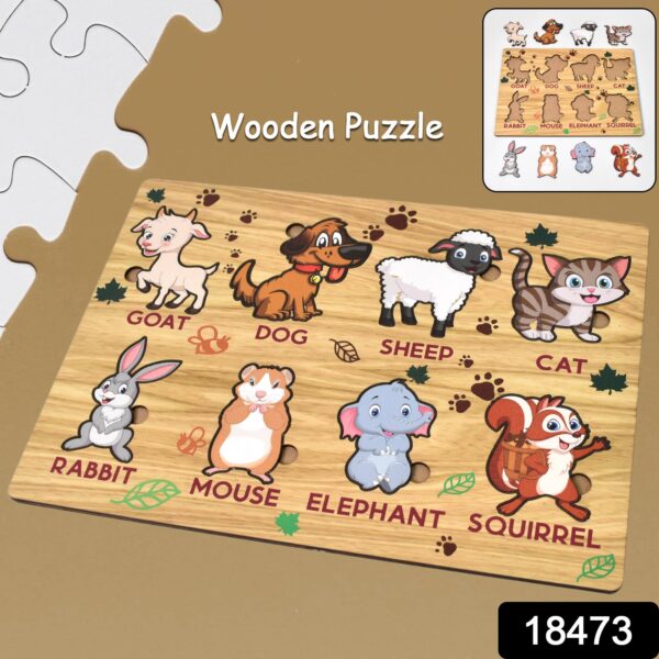Wooden Animal Puzzle Learning Educational Board (1 Set / 28×20 Cm) - Image 2