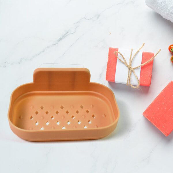 Plastic Soap Dish Holder for Bathroom Shower Wall Mounted Self Adhesive (1 Pc) - Image 4