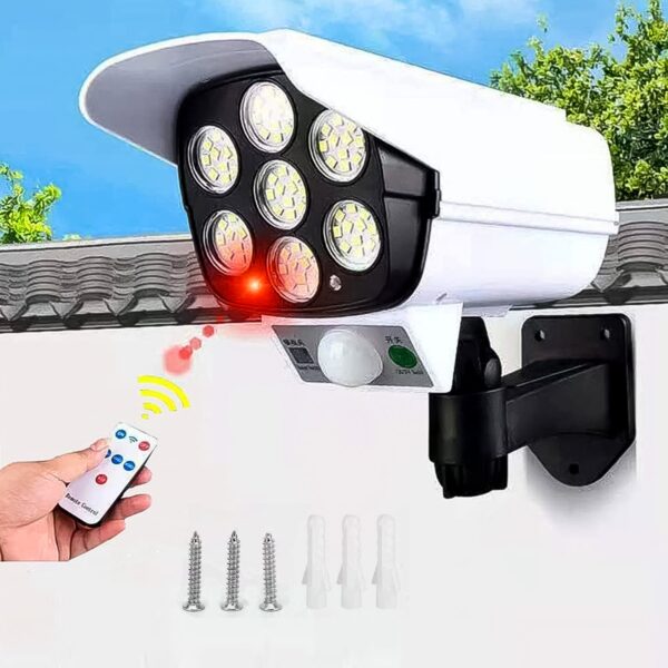 Solar Light Outdoor Motion Sensor Security Camera Shaped Dummy Wall Lamp (1 Pc) - Image 6