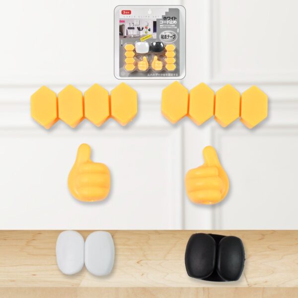 Self Adhesive Hooks for Cable Clips, Desktop Cable Organizer (6 Pcs Set / Mix Design) - Image 5