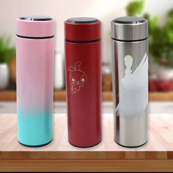 Printed Smart Vacuum Insulated Water Bottle with LED Temperature Display (1 Pc / 500 ML Approx / Multicolor / Mix Design ) - Image 4