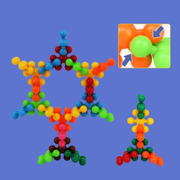 Star Shaped, Star Block Interlocking Blocks Colorful Star Building Blocks (100 Pcs Set) - Image 7