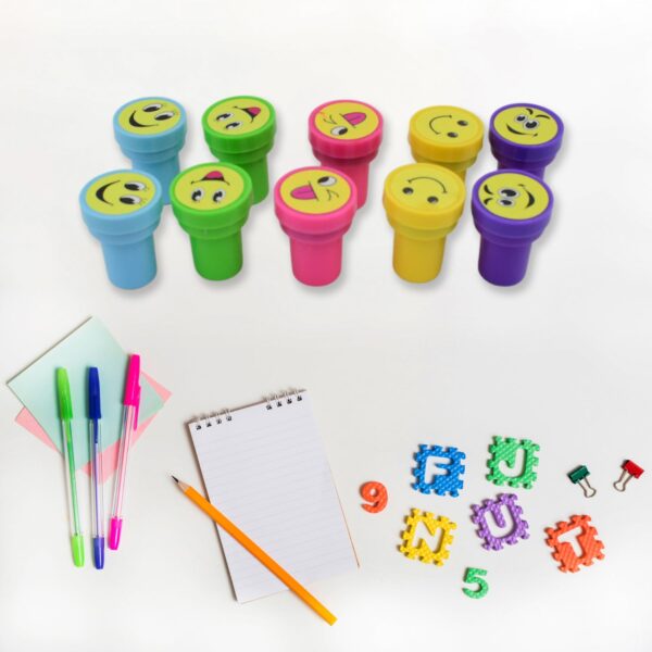 Emoticon Stamps 10 pieces in Round Shape Stamp (Multicolor / 10 Pc) - Image 6