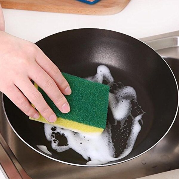 Kitchen Cleaning Tool Set Microfiber Kitchen Utensils High Performance Scouring Sponge Set Dish Sponge, Stainless Steel Scouring Pad (6 Pcs Set) - Image 4