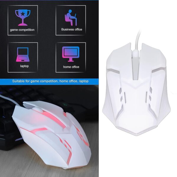 USB Wired Mouse, Gaming Mouse Colorful / Lighting Luminous  (1 Pc / Wihte) - Image 4