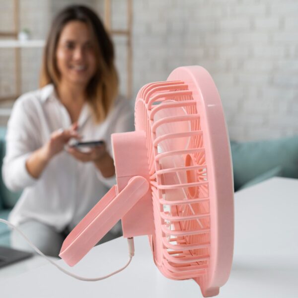 USB PORTABLE MINI DESK FAN WITH LIGHT & COLOR BOX (1 PC / Mix Color) - Image 3