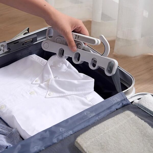 5 holes foldable clothes Hanger, travel clothes hanger, multifunctional clothes hanger, space-saving wall holder, clothes rack, robust clothes hanger for travel, indoors. - Image 3