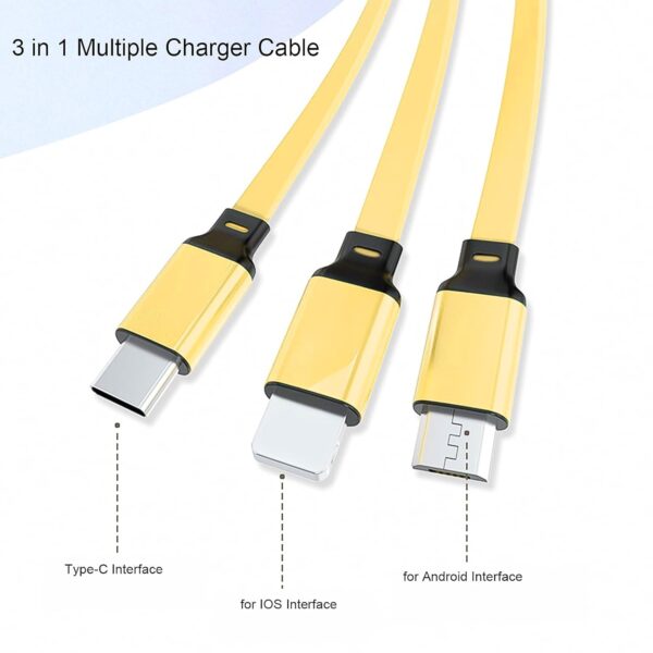 3 in 1 Retractable Charger Charging Cable (1 Pc / Mix Color) - Image 3