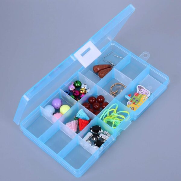 15 Grids Jewelry Organizer Plastic Jewelry Organizer Box Clear Jewelry Organizer Box Plastic Bead Organizers with Adjustable Dividers for Herbs Pills Bead, Jewelry, and Other Small Item (1 Pc) - Image 4