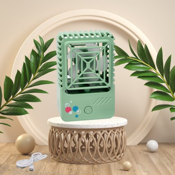 MINI DESKTOP FAN RECHARGEABLE TABLE FAN HANDHELD FAN USB FAN DESK FAN COOLING FAN FOR HOME , OFFICE , CAR, & MULTI USE FAN (Battery Not Include) - Image 7