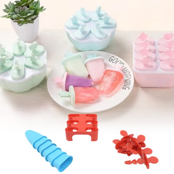 Ice Candy Maker 6 pcs Set Kulfi Maker Ice Candy Mould Clear Popsicle Mold Homemade Ice Pop Maker Reusable Easy Candy Chocobar Kulfi Mould Tray with Sticks - Image 3