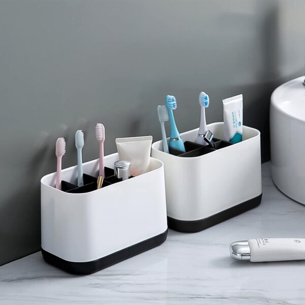 6 Compartment Multi Purpose Organizer Toothbrush Holder Stand Plastic Caddy (1 Pc) - Image 3
