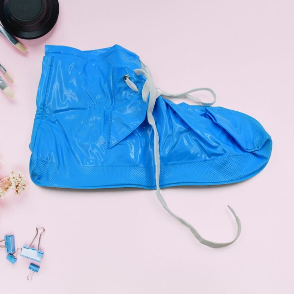 Plastic Shoes Cover Reusable Anti-Slip Boots Zippered Overshoes Covers & Shoe laces Waterproof Snow Rain Boots for Kids / Adult Shoes, for Rainy Season (1 Pair) - Image 6