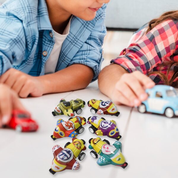 Mini Pull Back Car & Aeroplane PVC Plastic Pull Back Car Cartoon Toys (12 Pcs Set) - Image 3