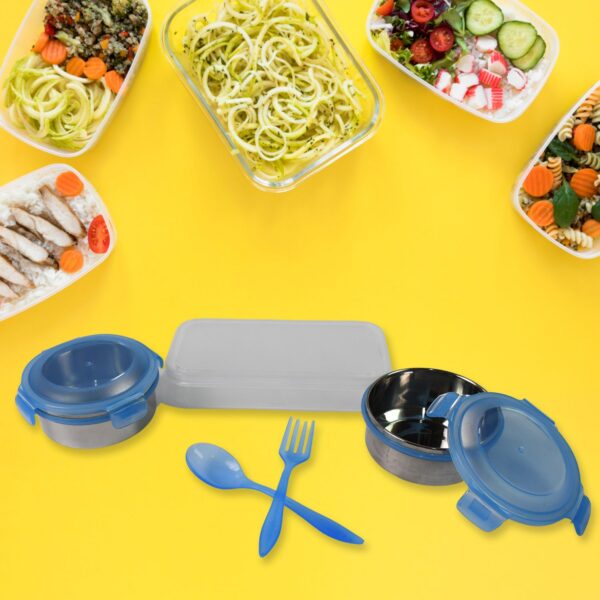 Sumo Lunch Box, with Lunch Bag, Plastic Lunch Box & Plastic Spoon, Fork (2 Pc Set / With Lunch Box) - Image 3