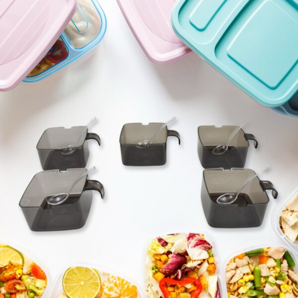Rotating Spice Jars Vertical Rotatable Seasoning Box 5 Section / Tier With 5 Spoon (1 Set) - Image 6