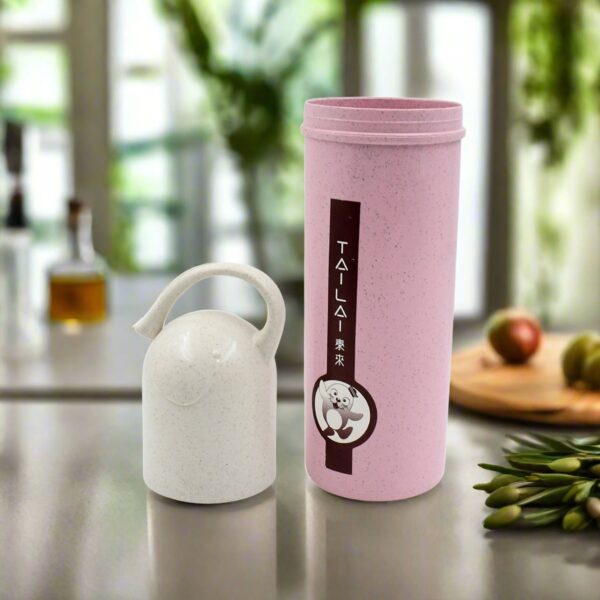 Travel Coffee Cup Portable Water Bottle Wheat Straw Coffee Tea Mug Coffee Mug with Lids & Handle for Coffee Tea Portable for School (300 ML Approx) - Image 3