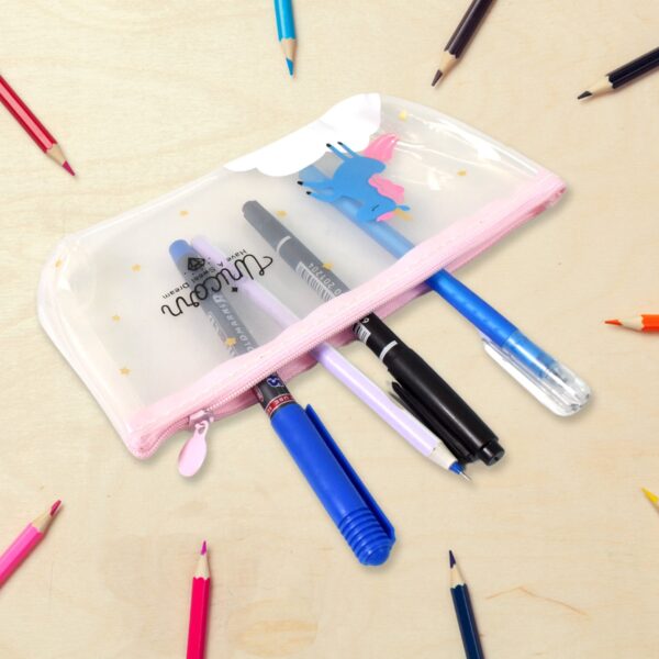 Transparent Unicorn Pencil Zip Pouch Bag (1 Pc) - Image 4