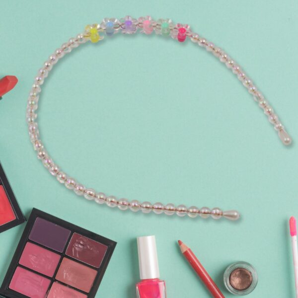 Hair Accessories Metal Handmade Colorful beads With Pearls Fancy Party Hairband (1 Pc / Mix Design) - Image 3
