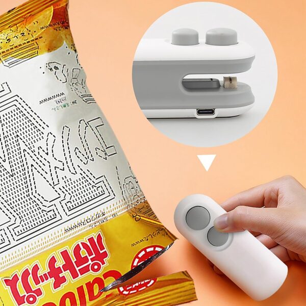 Mini Bag Sealer, 2 in 1 Seal & Cutter Heat Sealers, TYPE-C USB Charging Portable Bag Reseller, Handle Food Sealer, Sealing Machine for Food Storage Plastic Bags Snacks Keep Food Fresh - Image 5