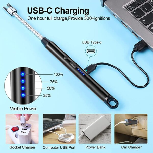 Lighter Long Flexible Electric Arc USB Rechargeable Windproof Flameless Electronic Smoking Plasma Lighters - Image 3