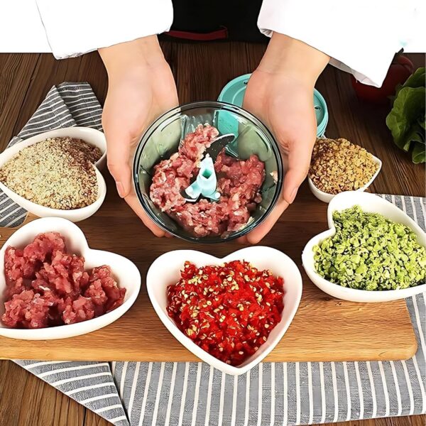 3 Blades Handy Chopper and Slicer Used Widely for chopping and Slicing (450 ML / 1 Pc) - Image 4