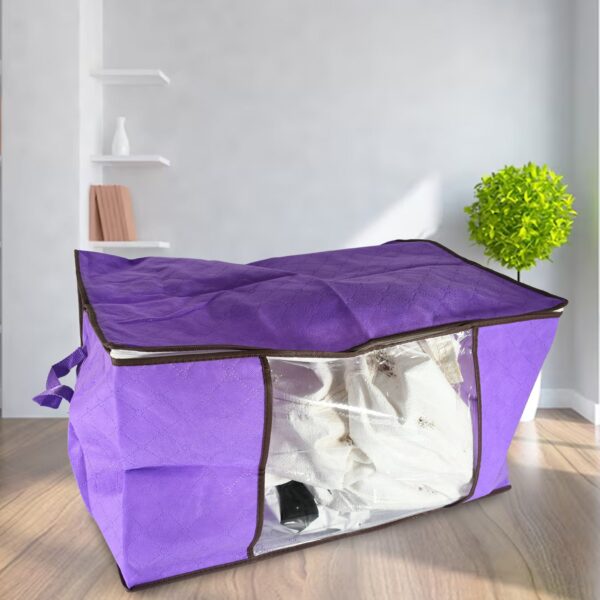 Clothing storage bag with zipper, non-woven storage bag for storing the clothes and sarees. - Image 7