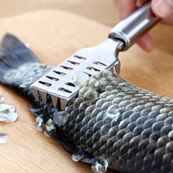 Fish Scale Remover Scraper Stainless Steel Fish Cutting Tools Sawtooth Easily Remove Fish Scales-Cleaning Brush Scraper Kitchen Tool- - Image 6