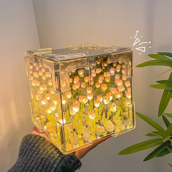 Cube Tulip Night Lamp | Led Decorative Nights Lamp (Multicolor & Design / 1 Set) - Image 5