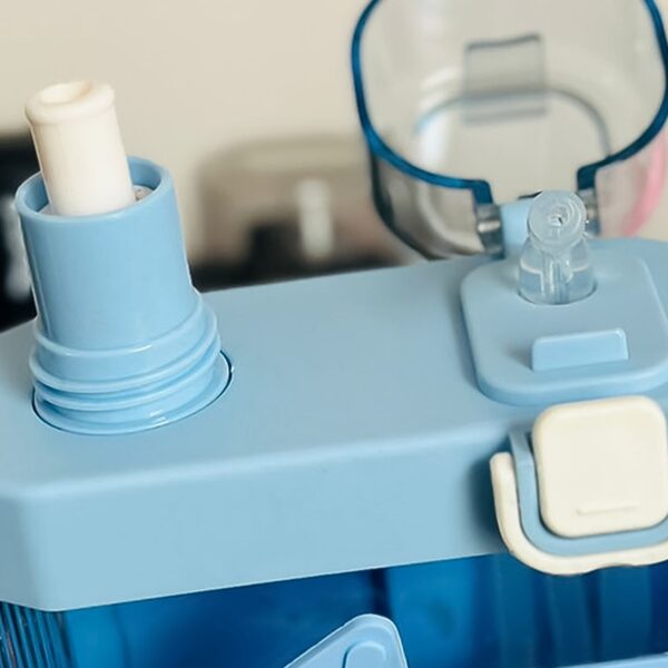 2in1 Dual Compartment Water Bottle with Straw and Adjustable Shoulder Straps (1 Pc / Multi color) - Image 3