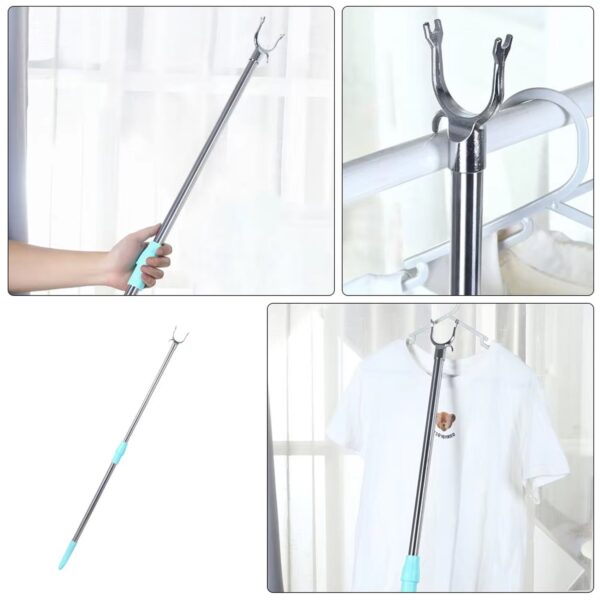 Stainless Steel Telescopic Pole Clothes Hooks Hanger (1 Pc / 1 Mtr.) - Image 6