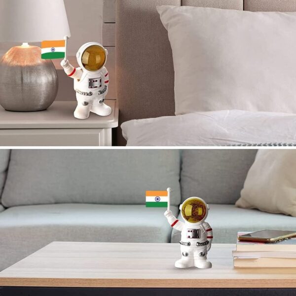 Solar Power Astronaut Ornament Moving Hand with Indian Flag (1 Pc) - Image 4