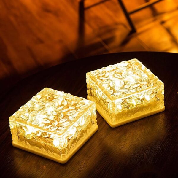 Solar Ice Cube Shaped Garden Light, Ice Cube Shaped Garden Warm Light Outdoor Solar Garden Decorative Lights for Walkway Pathway Backyard Christmas Decoration Parties - Image 5