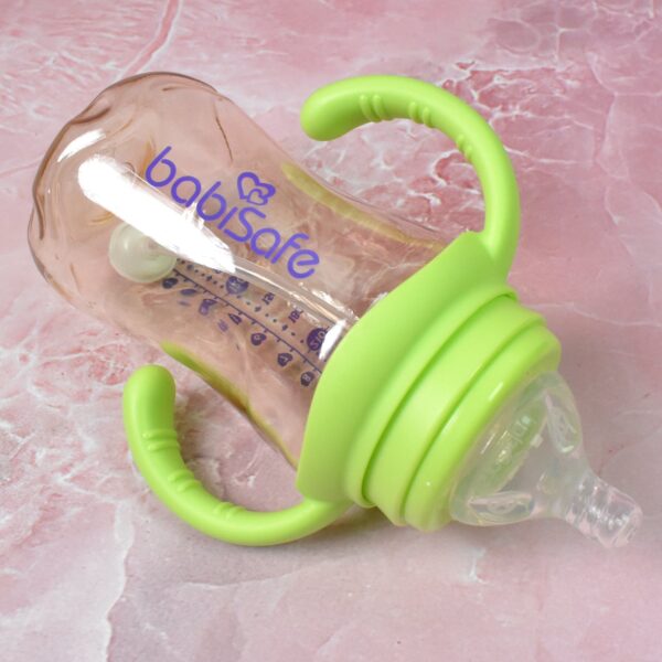 Plastic Baby Feeding Bottle with Handles, Cleaning brush & Straw (300 ML / 1 Pc) - Image 4