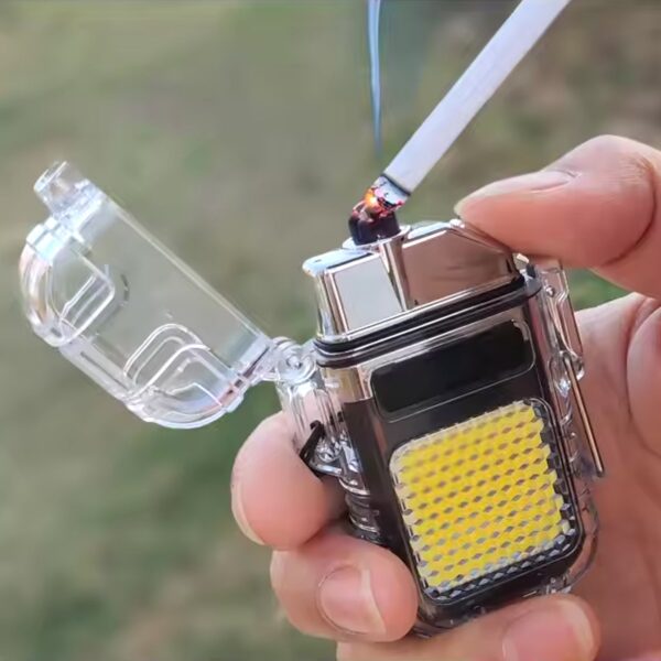 USB Rechargeable Electric Lighter & 3 Modes COB Flashlight (1 Pc) - Image 4