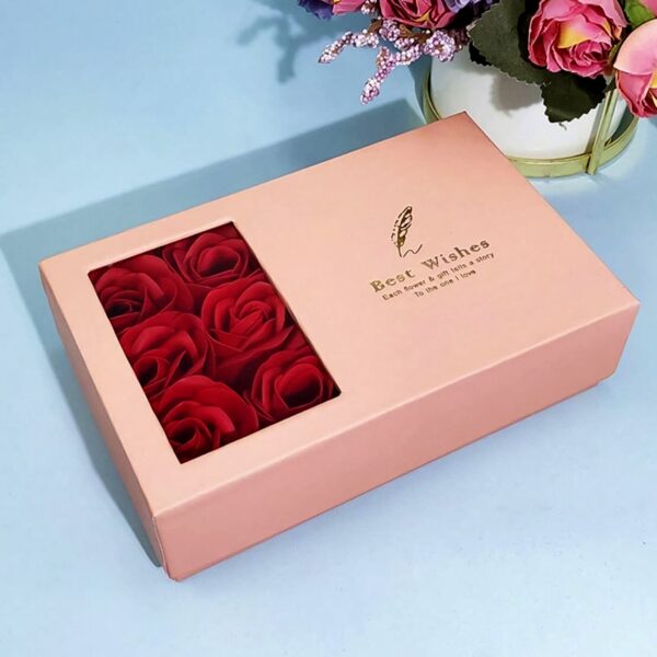 Jewellery Gift Box with Lids & Roses Packaging Box with 6 Roses (1 Set) - Image 3