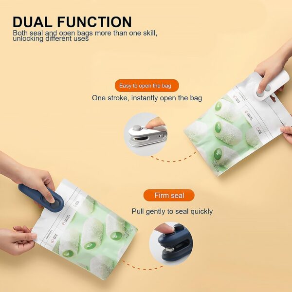 Mini Bag Sealer, 2 in 1 Seal & Cutter Heat Sealers, TYPE-C USB Charging Portable Bag Reseller, Handle Food Sealer, Sealing Machine for Food Storage Plastic Bags Snacks Keep Food Fresh - Image 4
