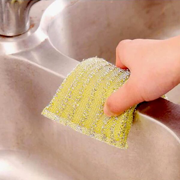 Kitchen Cleaning Tool Set Microfiber Kitchen Utensils High Performance Scouring Sponge Set Dish Sponge, Stainless Steel Scouring Pad (6 Pcs Set) - Image 3