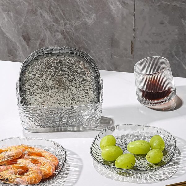 Plastic Household Plates Dinner Plates Dish Tray Skewer Bone Plate Set (9 Pcs Set) - Image 3