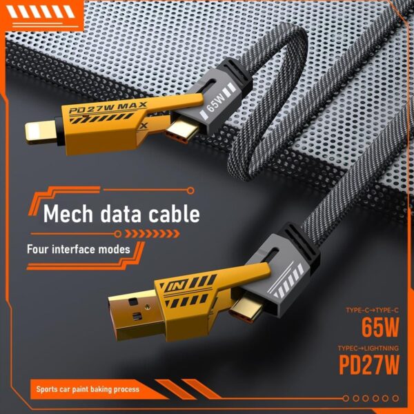 4 in 1 Fast Charging Cable With Multiport USB-C to Type C, USB-C to Lightning (1 Pc) - Image 5