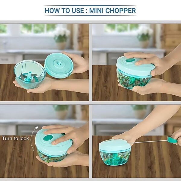 3 Blades Handy Chopper and Slicer Used Widely for chopping and Slicing (450 ML / 1 Pc) - Image 6